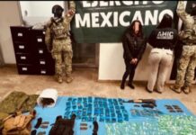 Detienen a mujer armada en Ciudad Obregón, Sonora; aseguran droga y arsenal