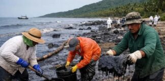 Aseguran que derrame petrolero ya se salió de control; afecta a toda la costa del Corredor Arrecifal del Golfo de México.